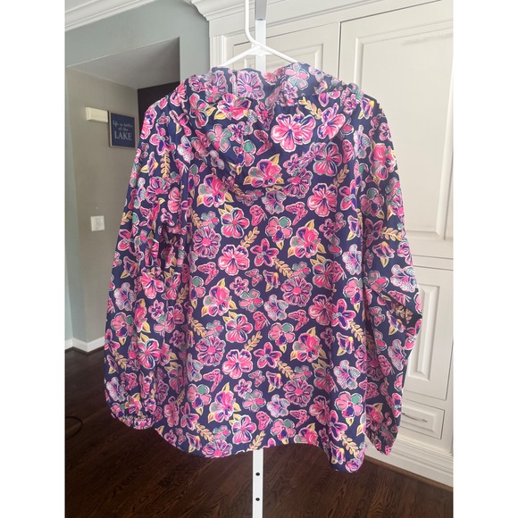 NWOT Simply Southern Floral Butterfly Print Zip Rain Jacket Windbreaker Large - Picture 6 of 7